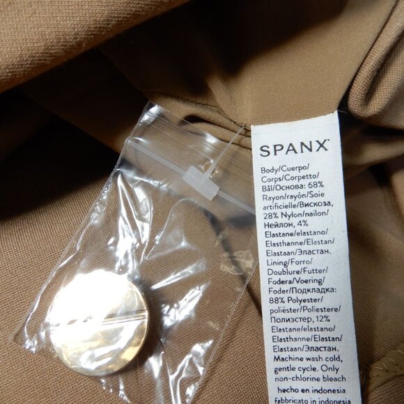SPANX Perfect Asymmetrical Tailored BLAZER Size L Toffee Stretch Ponte NEW $228 - Picture 10 of 11